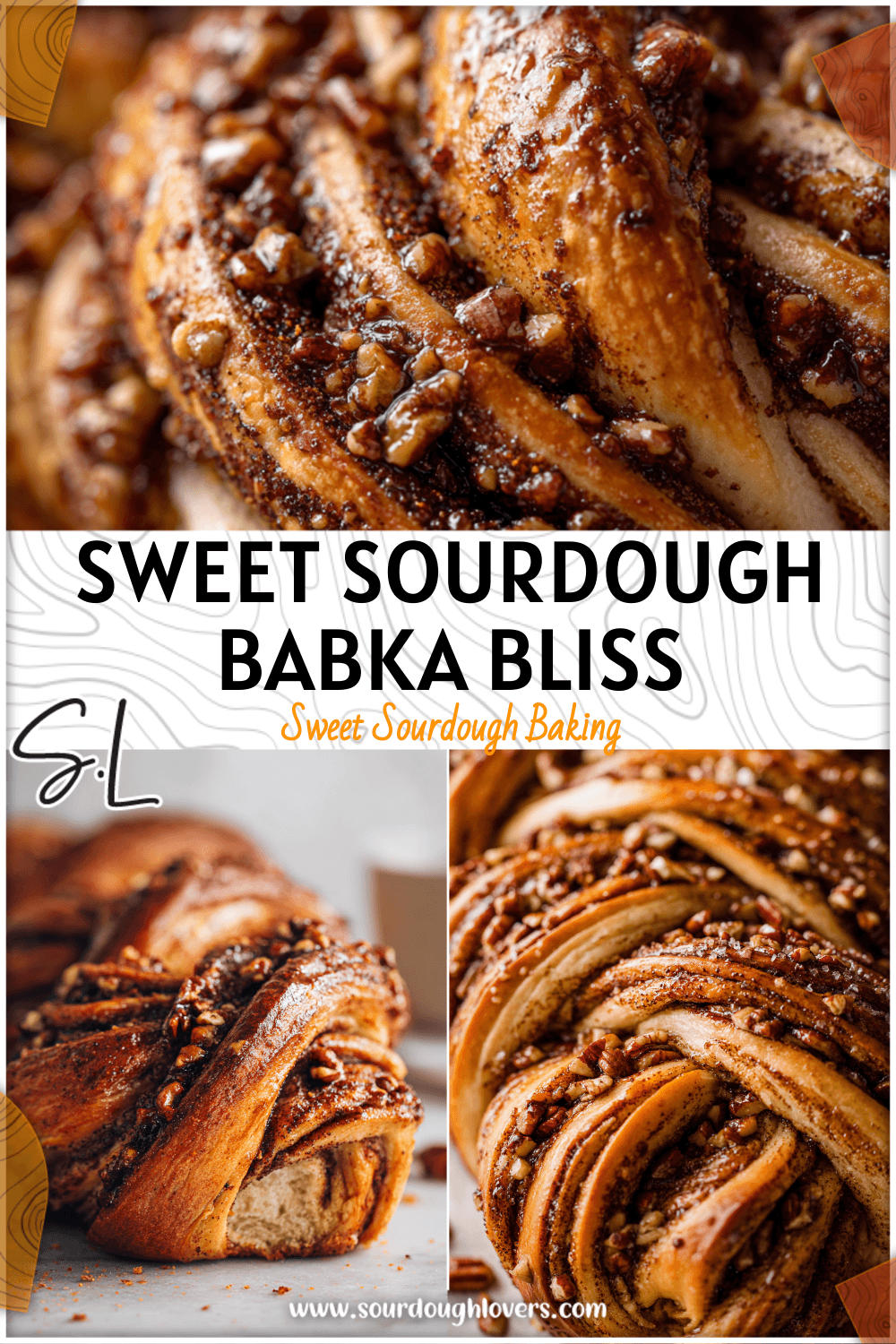 Braided Cinnamon Pecan Sourdough Babka Bread with glossy crust and sticky cinnamon filling.